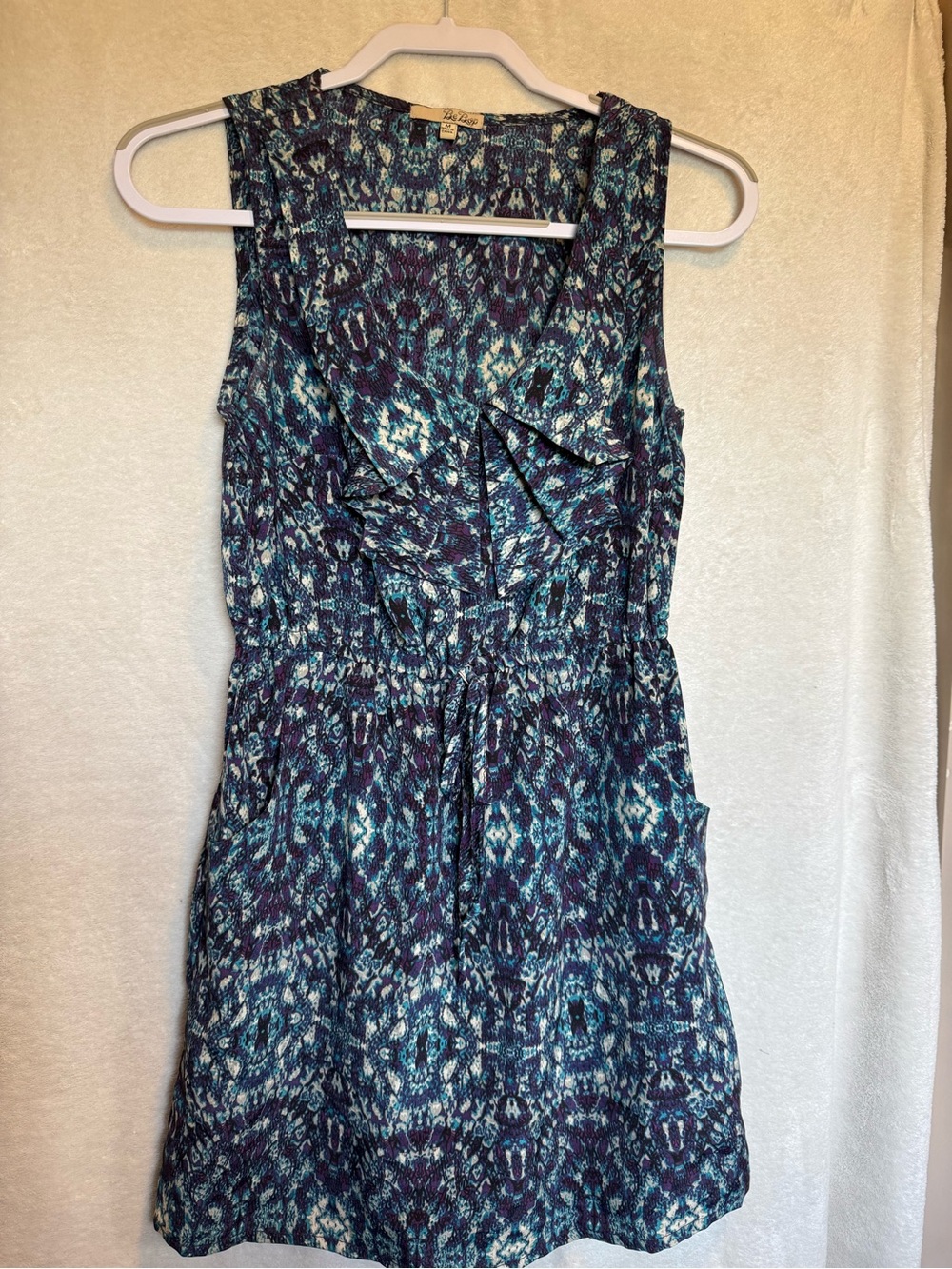 BeBop Teal and Navy Patterned Sleeveless Dress